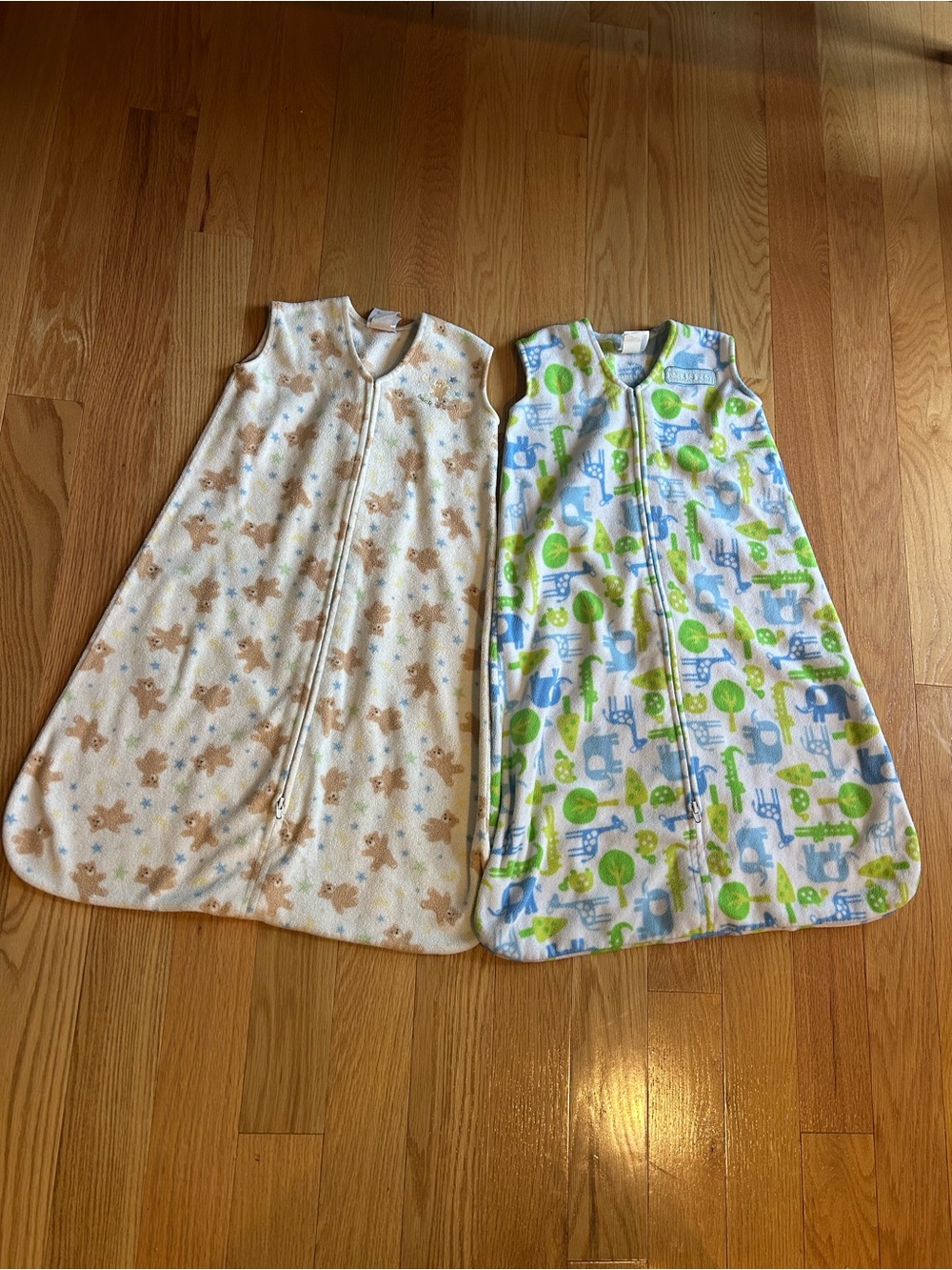 HALO Kids Fleece Sleep Sacks - Beige Bear & Blue Green Animal Prints (2-Pack)